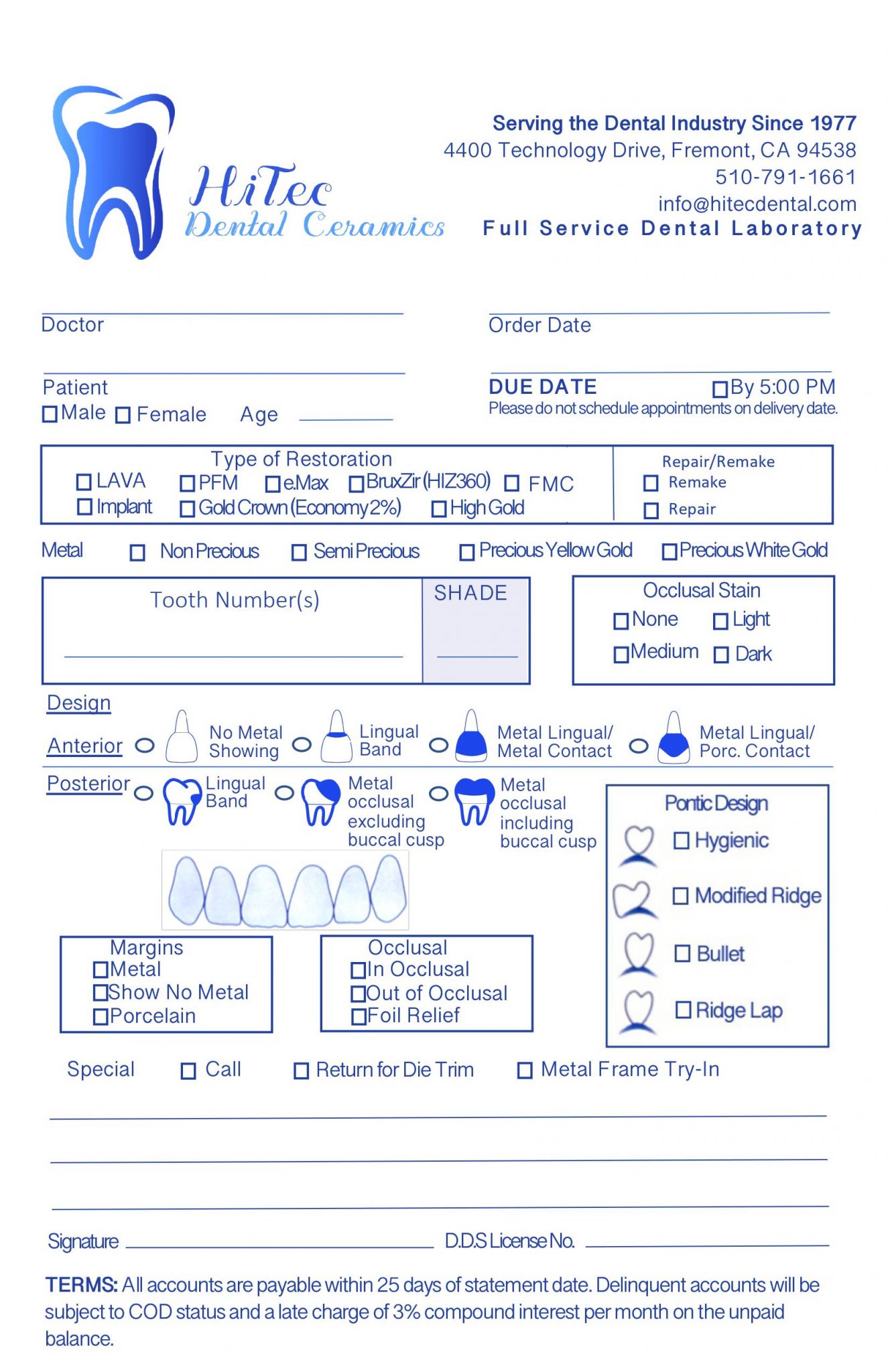 Draft Lab Slip – HiTec Dental Ceramics